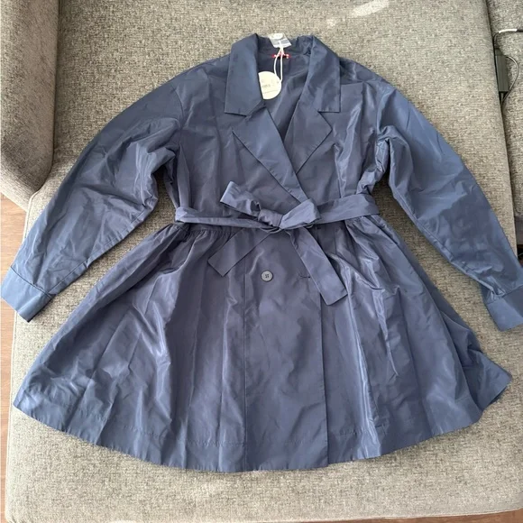 NWT STAUD Rina Double-Breasted Belted Minidress - Elegant Blue Women's Jacket - Picture 8 of 15